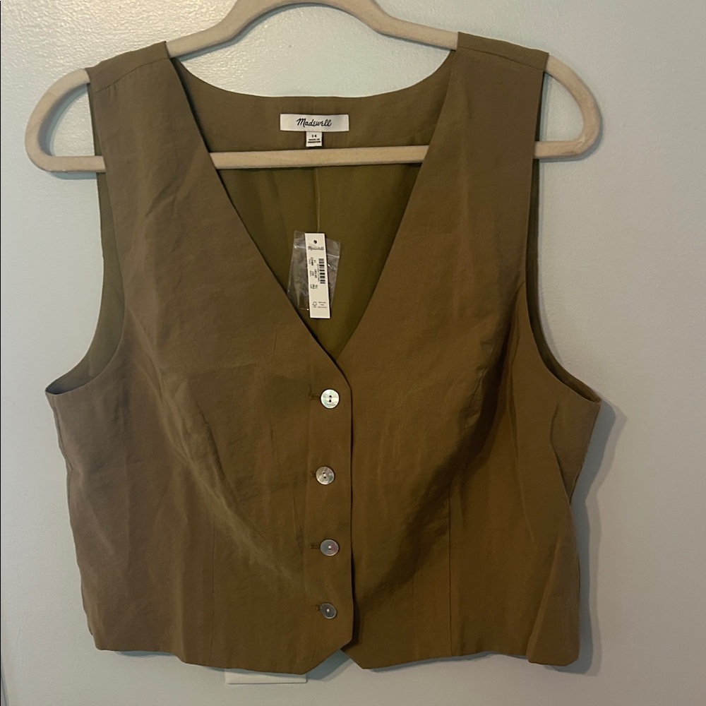 Madewell Olive Button-Front Tank Top